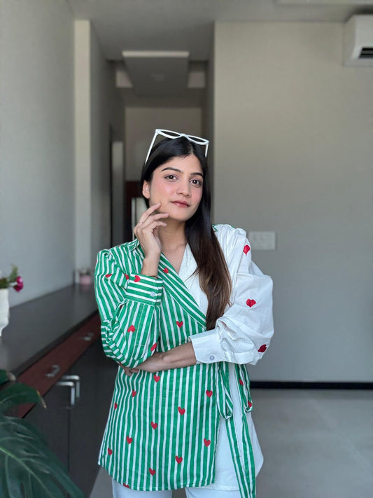 Sweetheart Stripe Wrap Shirt
