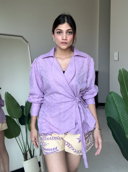Lilac Bloom Wrap Shirt