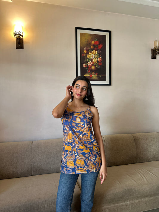 Anya Sleeveless Multicolored Top Pure Cotton