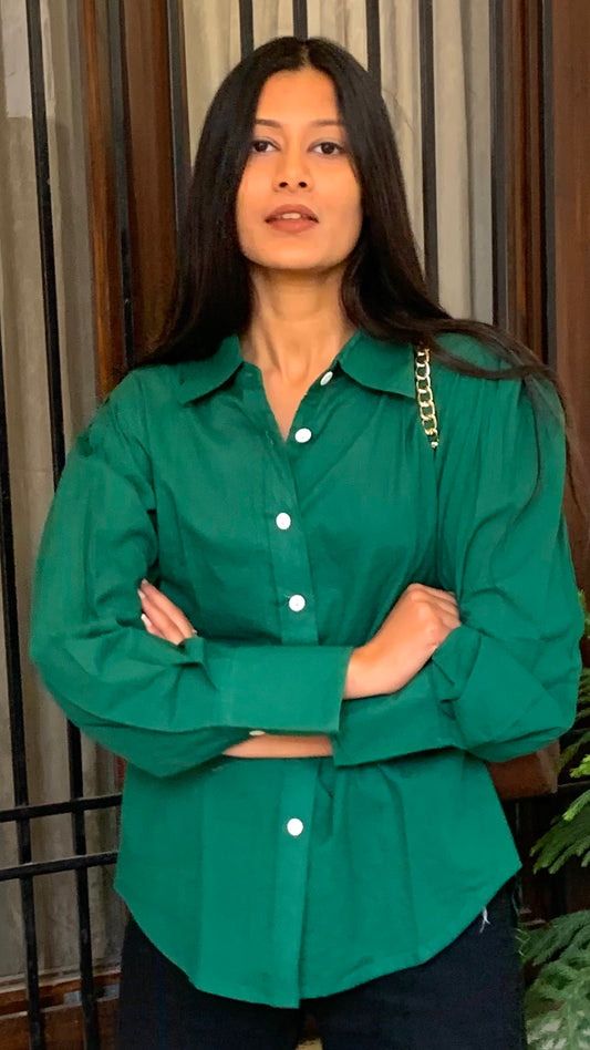Green Oversized Cotton Shirt