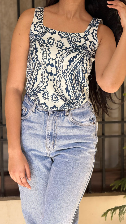 Indigo Charm Sleeveless Top