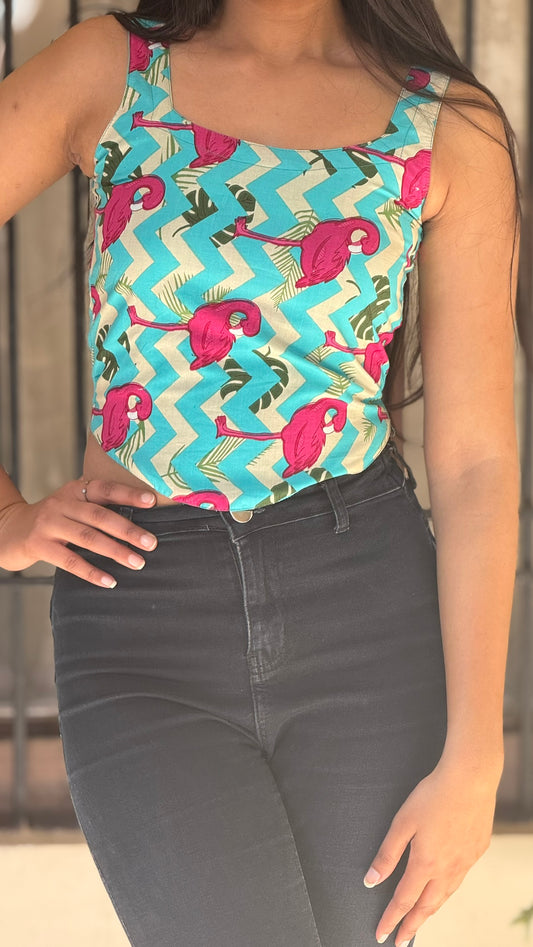 Flamingo Flow Sleeveless Top