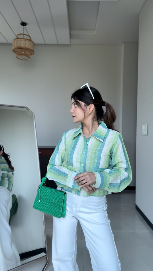 Limewave Stripes Shirt crop shirt