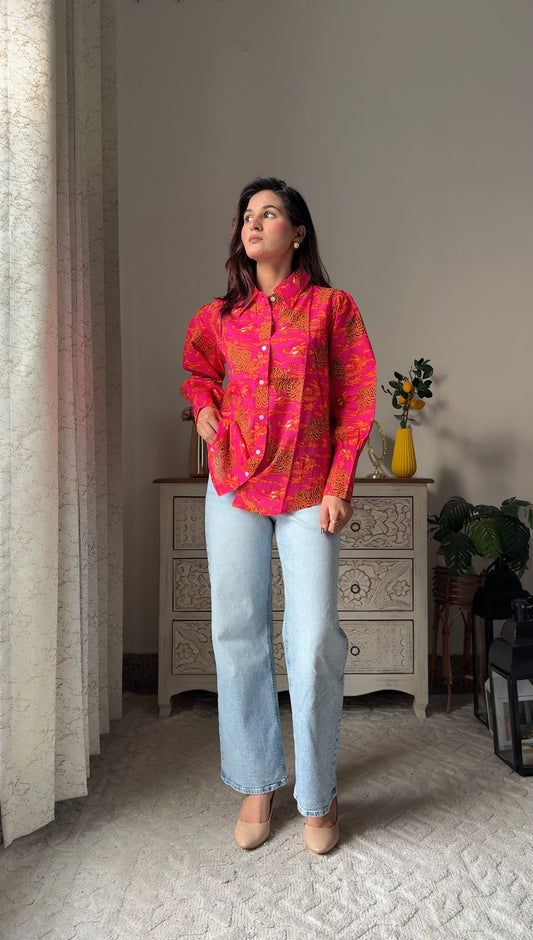 Gulabi Shobha Tiger print Cotton Shirt