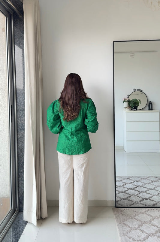 Emerald Bloom Schiffli Shirt