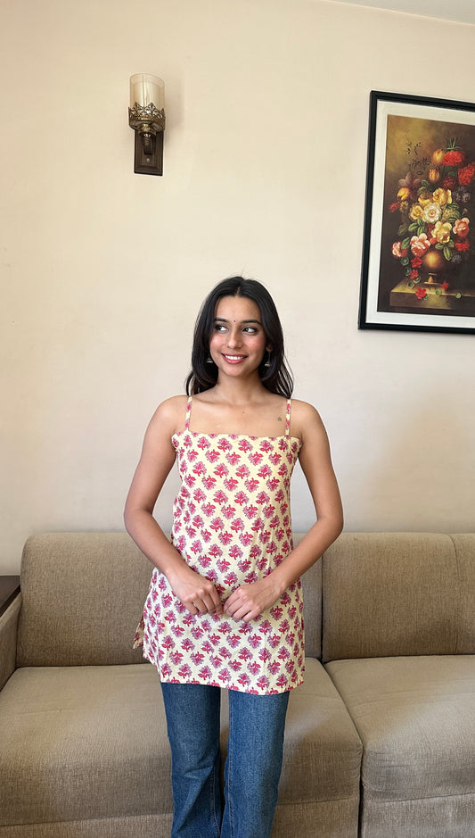 Myra White & Pink Cotton Top