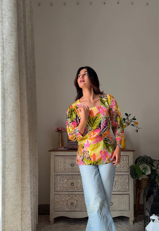 Megha Multicolored Pure Cotton Short Kurta Top