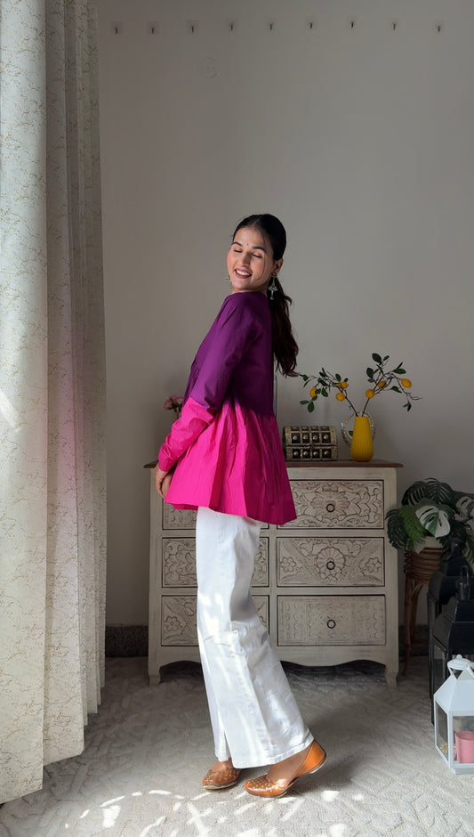 Ombre Pink & Purple Cotton Top