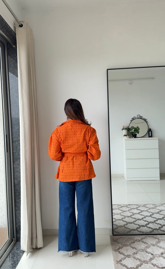 Schiffli Orange - Tie Shirt