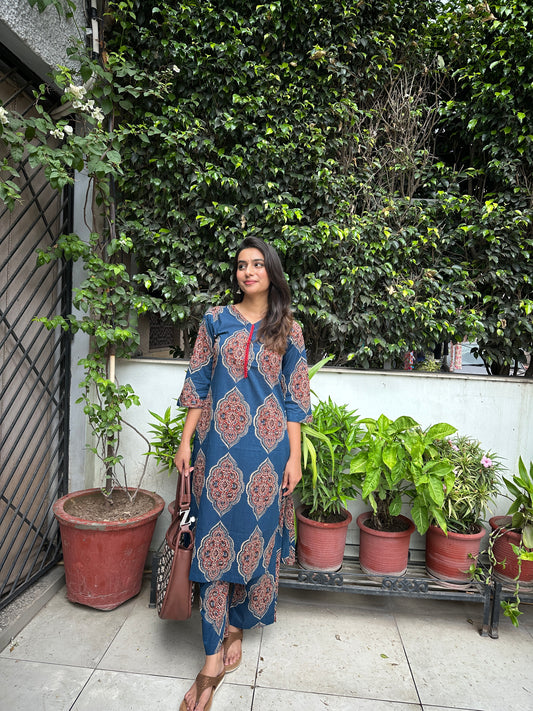 Gulzar Mughal Print Cotton Kurta Set