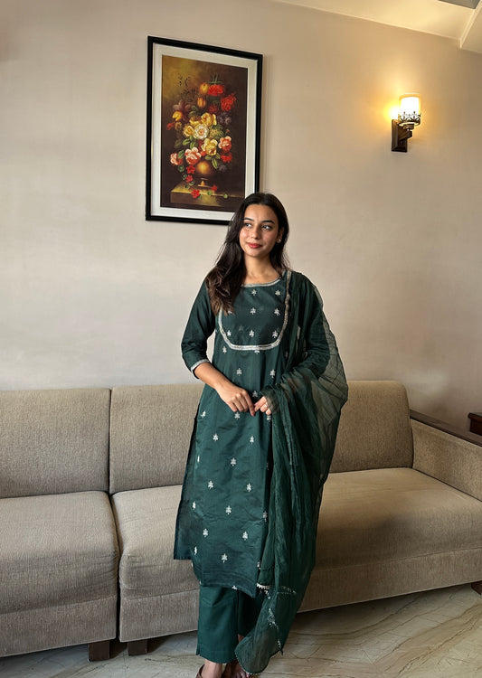 Chanderi Dupatta Set with Organza Dupatta