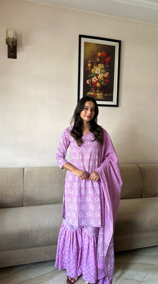 Lavender Bloom Sharara Set