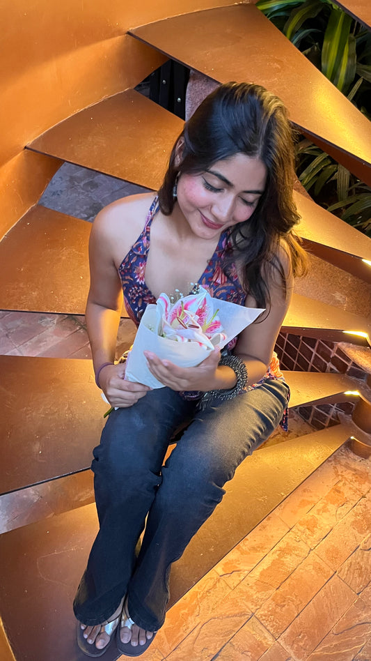 Gulika Halter Neck Bagru Top