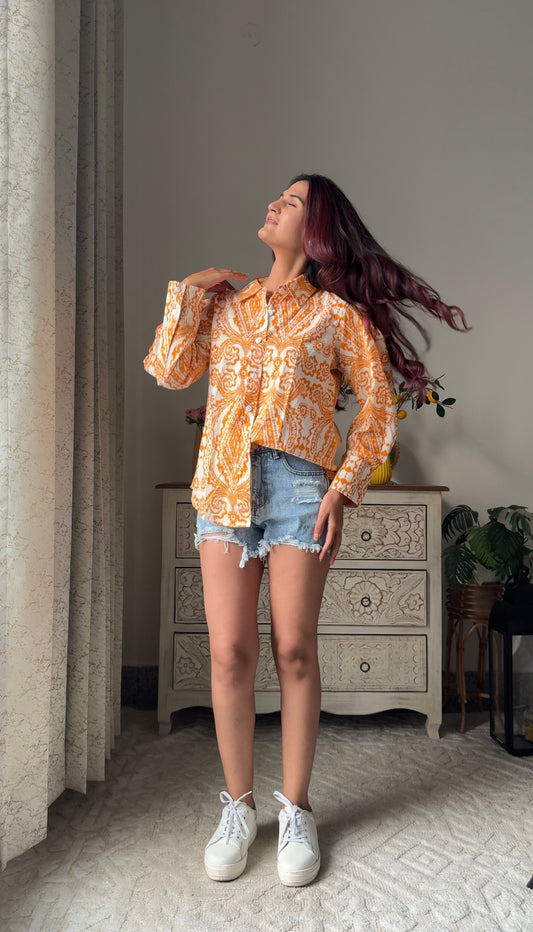 Golden Sunset Paisley Shirt