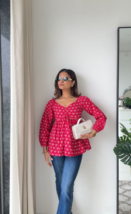 Diya Pink Peplum Top