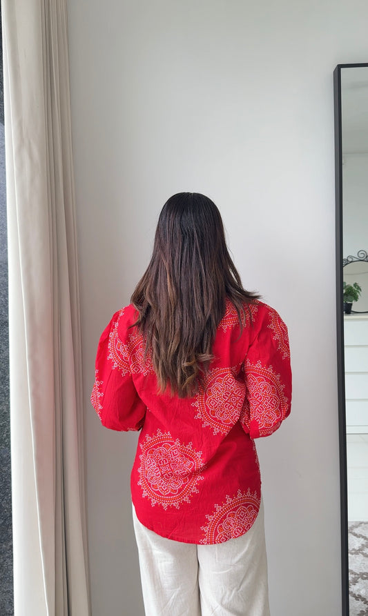 Red Bandhani Shirt