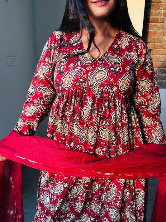 Kamodini Pure Cotton Anarkali Style Suit Set