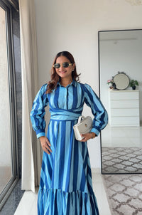 Azure Blue striped dress