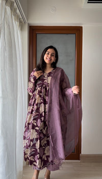 Vintage Mauve Floral Suit Set