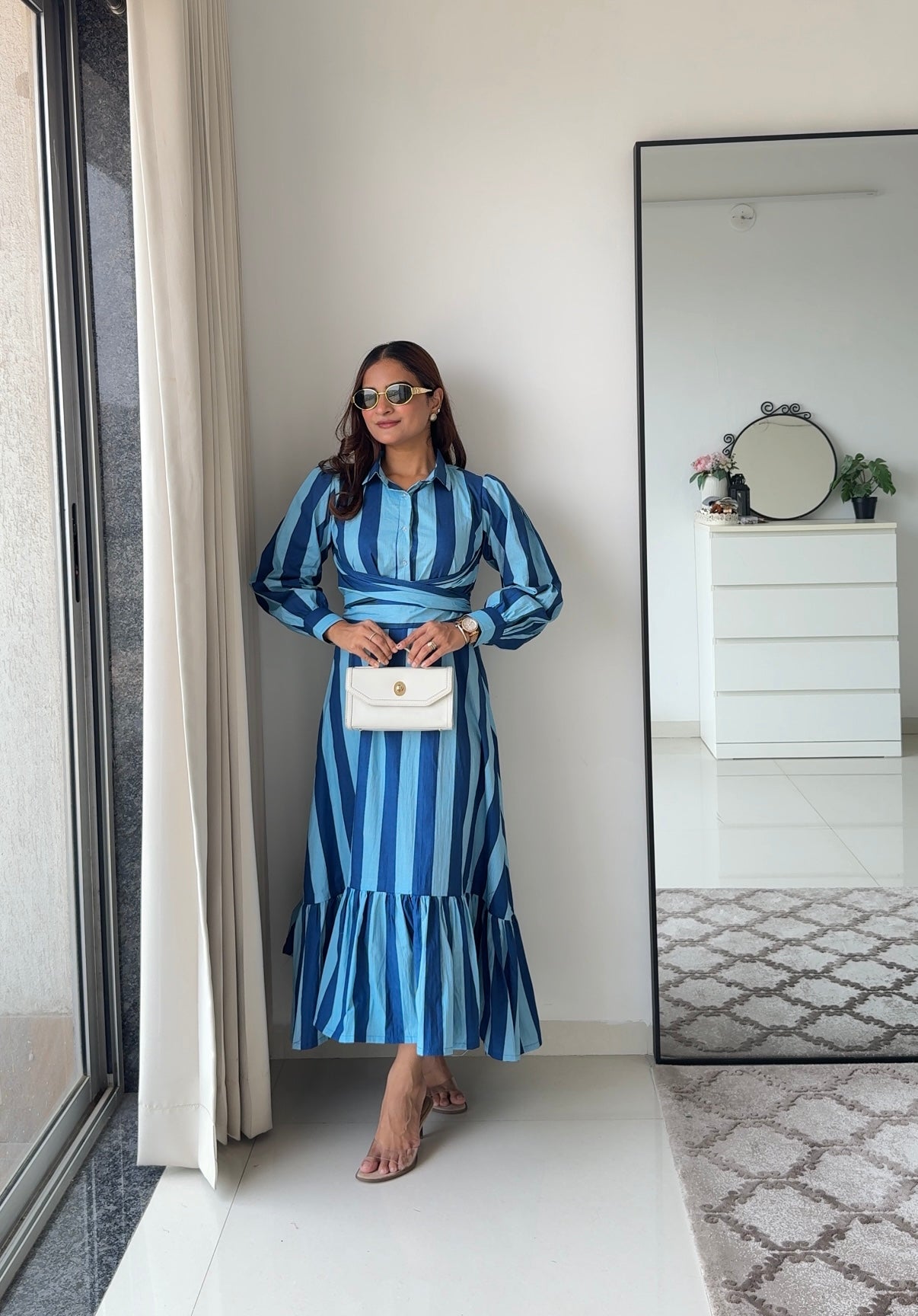 Azure Blue striped dress