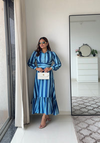 Azure Blue striped dress