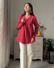Red Full Sleeve V Neck Pure Cotton Top