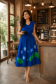 Lotus Blue Dress Handpainted