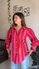 Bold Berry Stripes Cotton Shirt