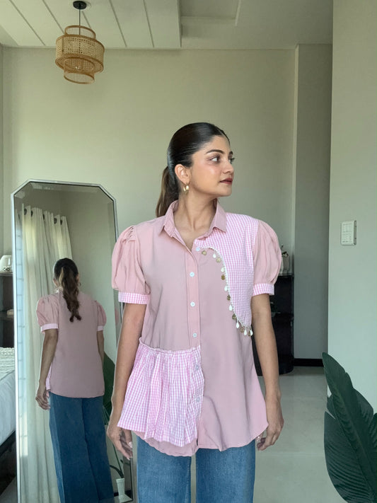 Pixie Pink Gingham Patchwork Shirt