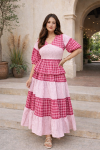 Pink Ghingham Coord Set