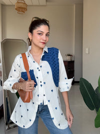 Blue Heart Embroidery Shirt