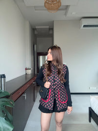 Black Floral Quilted Jacket