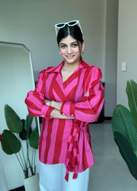 Crimson Pop Wrap Shirt