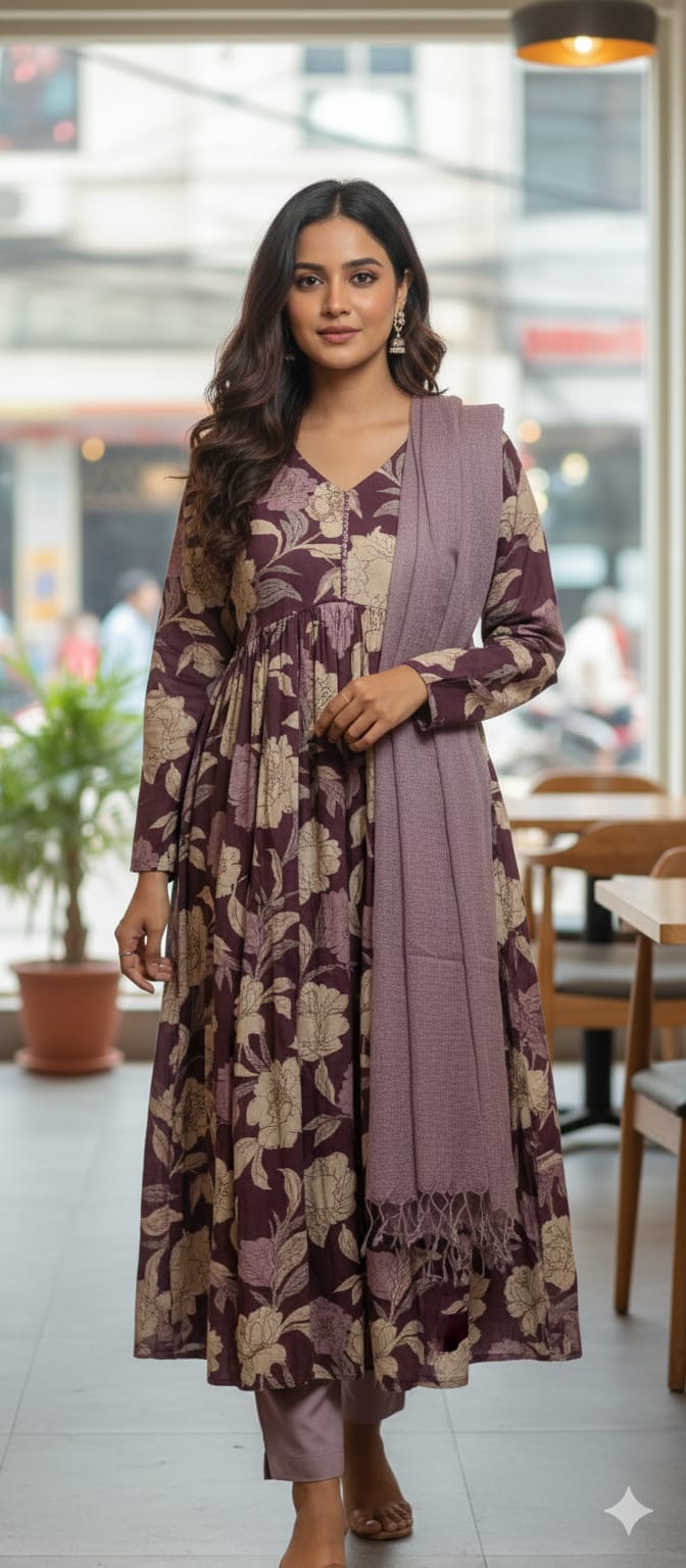 Vintage Mauve Floral Suit Set