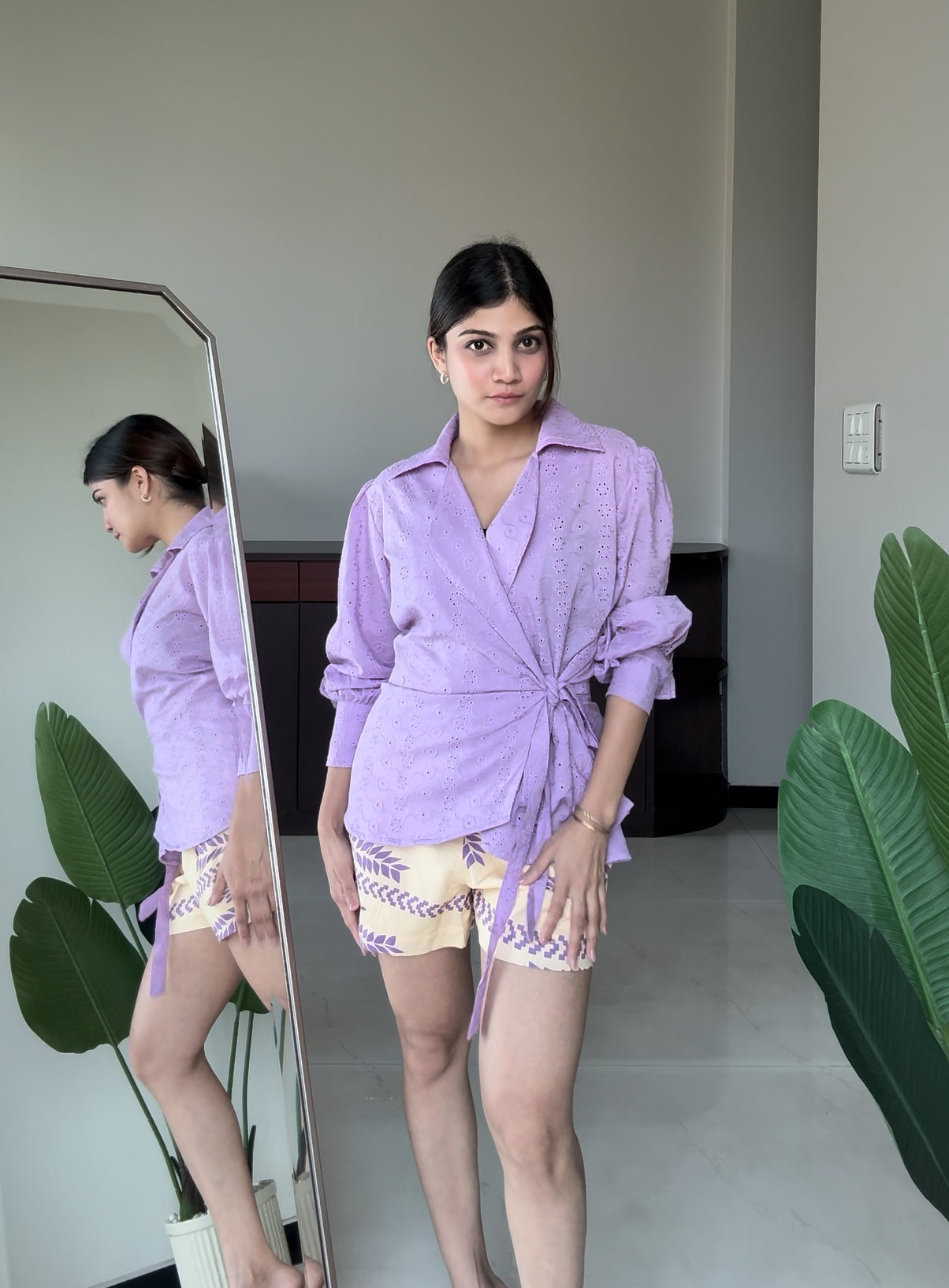 Lilac Bloom Wrap Shirt