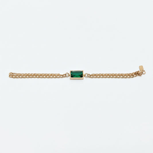 Rose Gold Plated Emerald Bracelet Stainless Steel