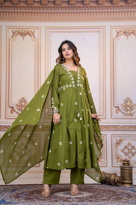 Anarkali Embroidery Cotton Set