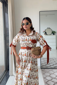 Folklore – Ivory folk-print dress