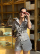 Mocha Muse Belted Check Playsuit