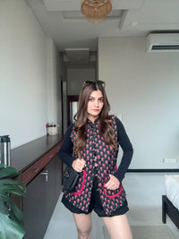 Black Floral Quilted Jacket