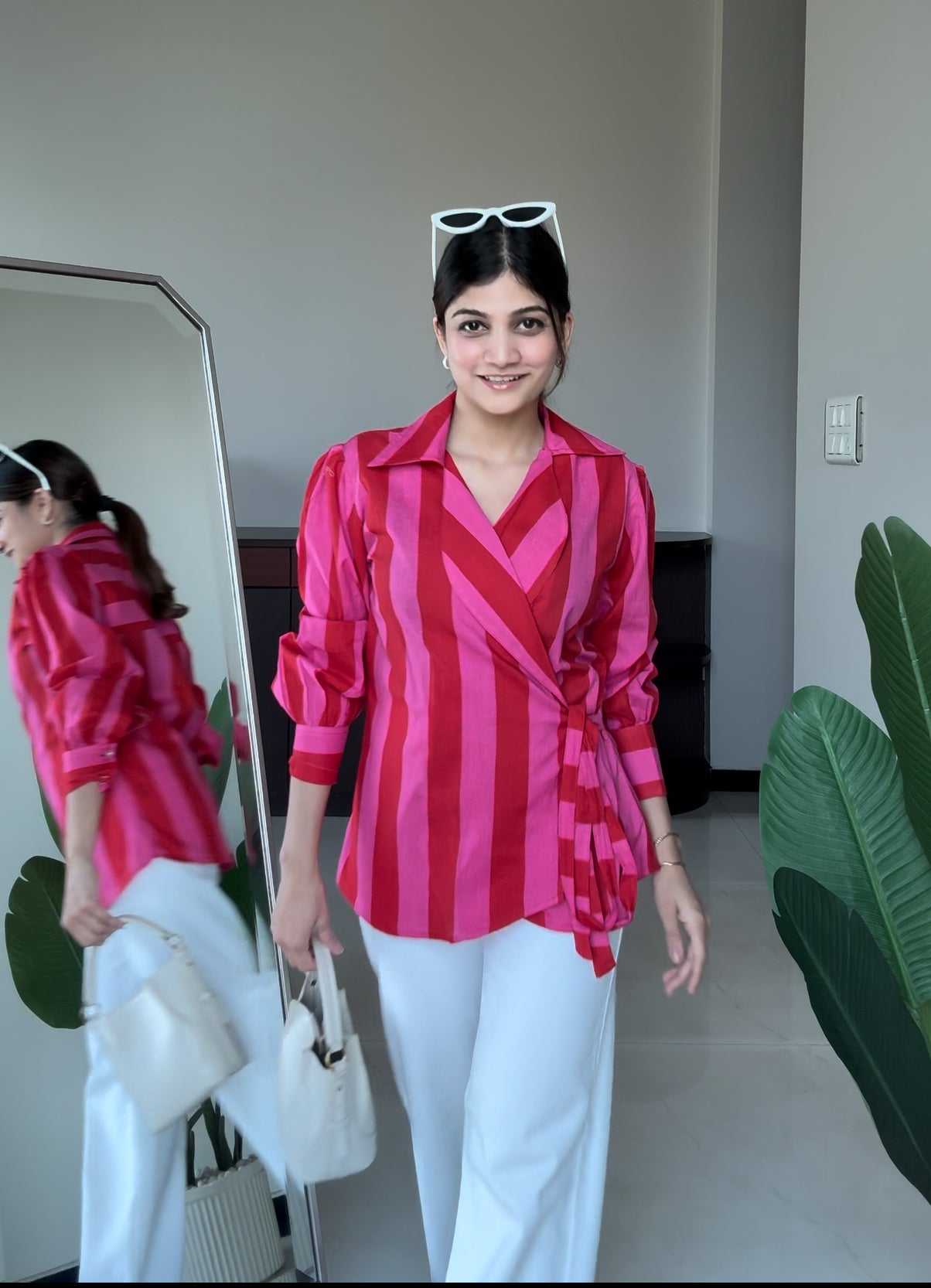 Crimson Pop Wrap Shirt