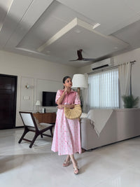 Pink Gingham Floral Dress