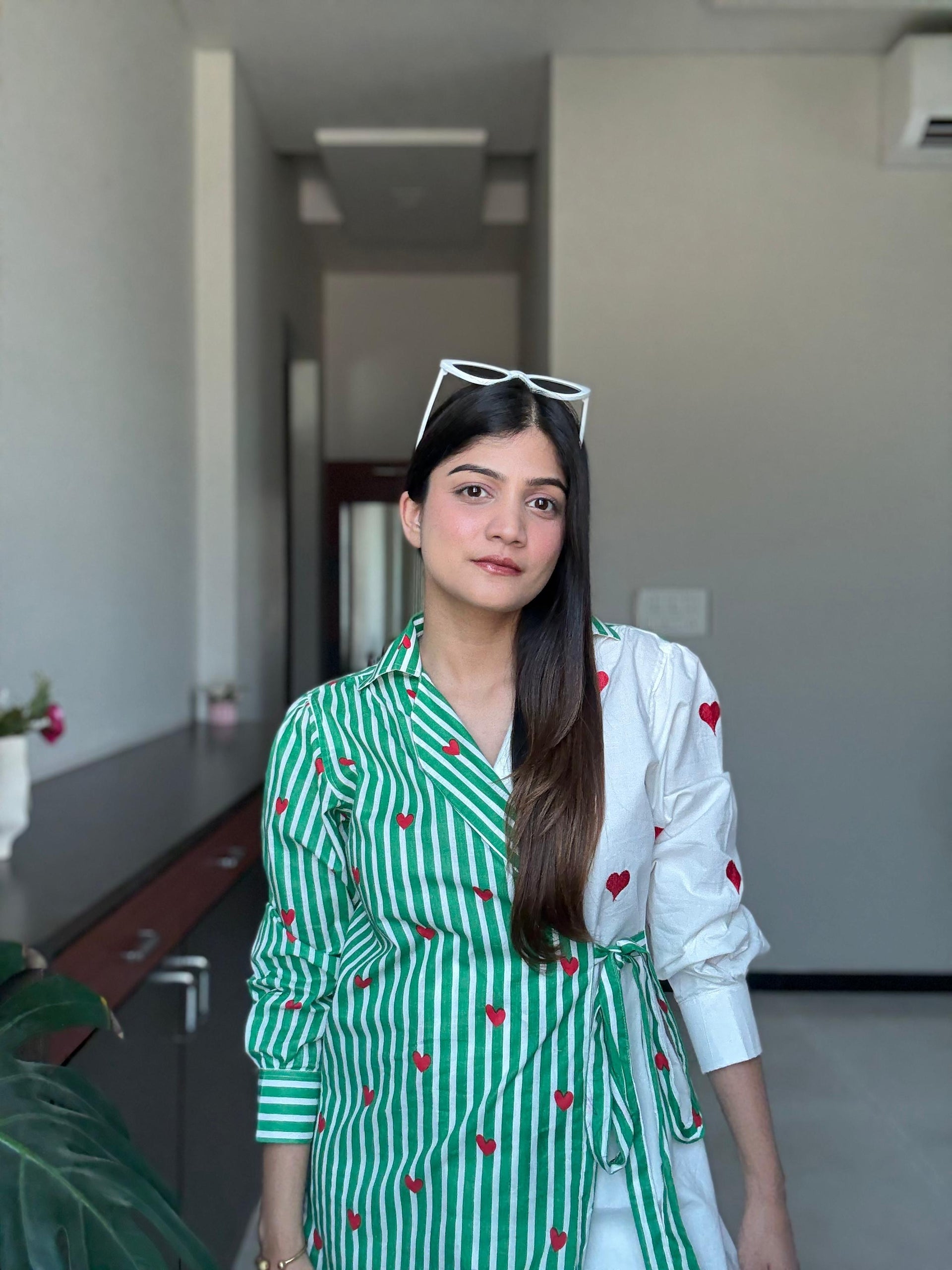 Sweetheart Stripe Wrap Shirt