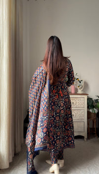 Suhasini Blue Cotton Anarkali Suit Set