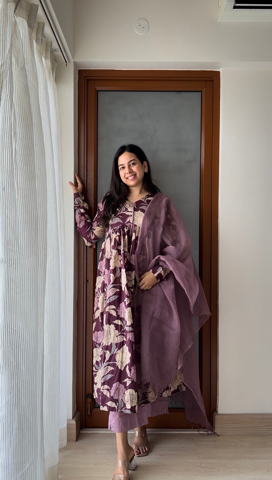 Vintage Mauve Floral Suit Set