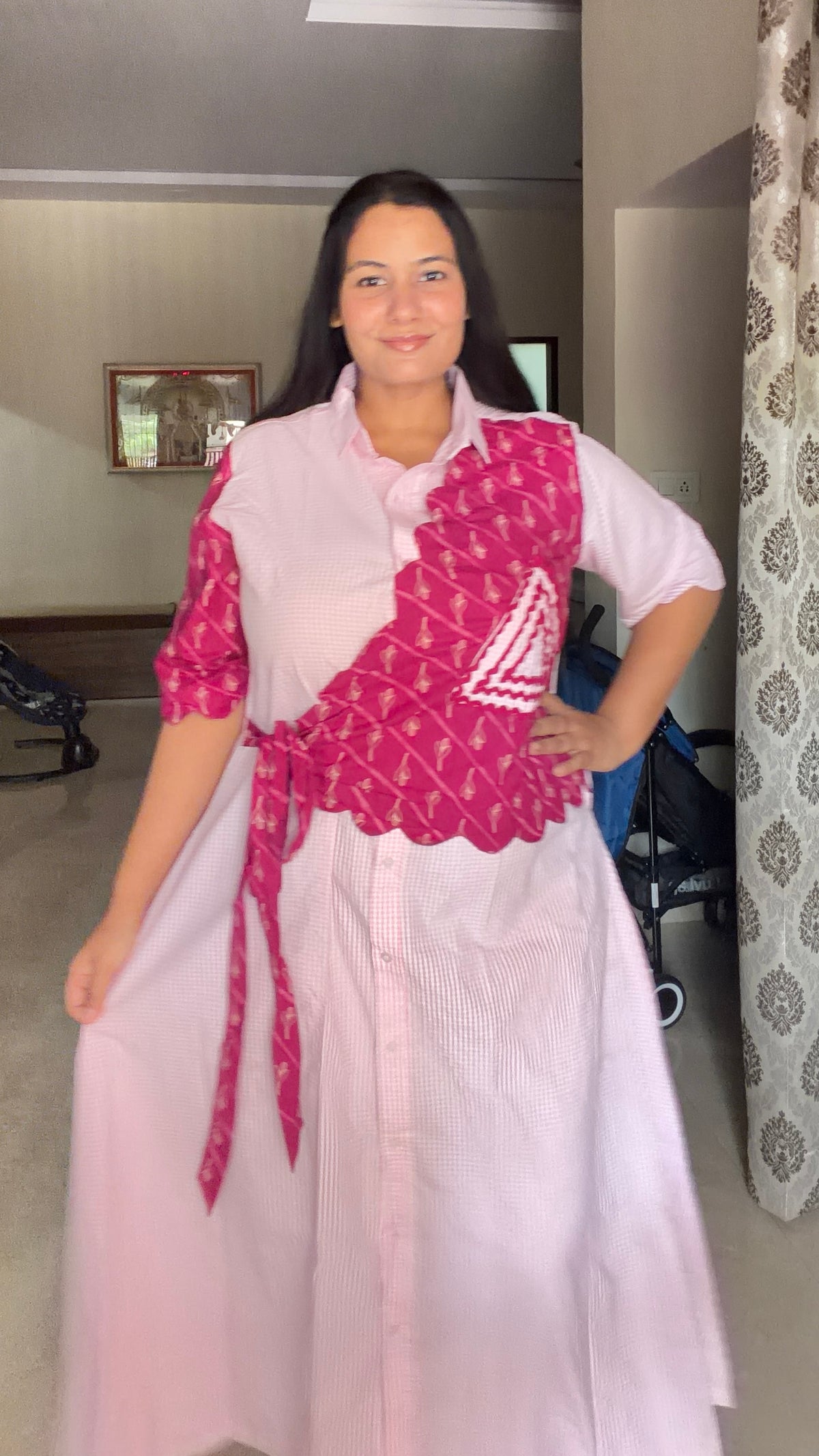 Pink Dress with Scalloped Side