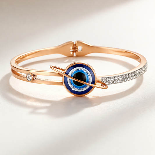 Rose Gold Plated Evil Eye Bracelet Stainless Steel