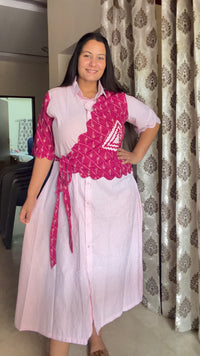 Pink Dress with Scalloped Side
