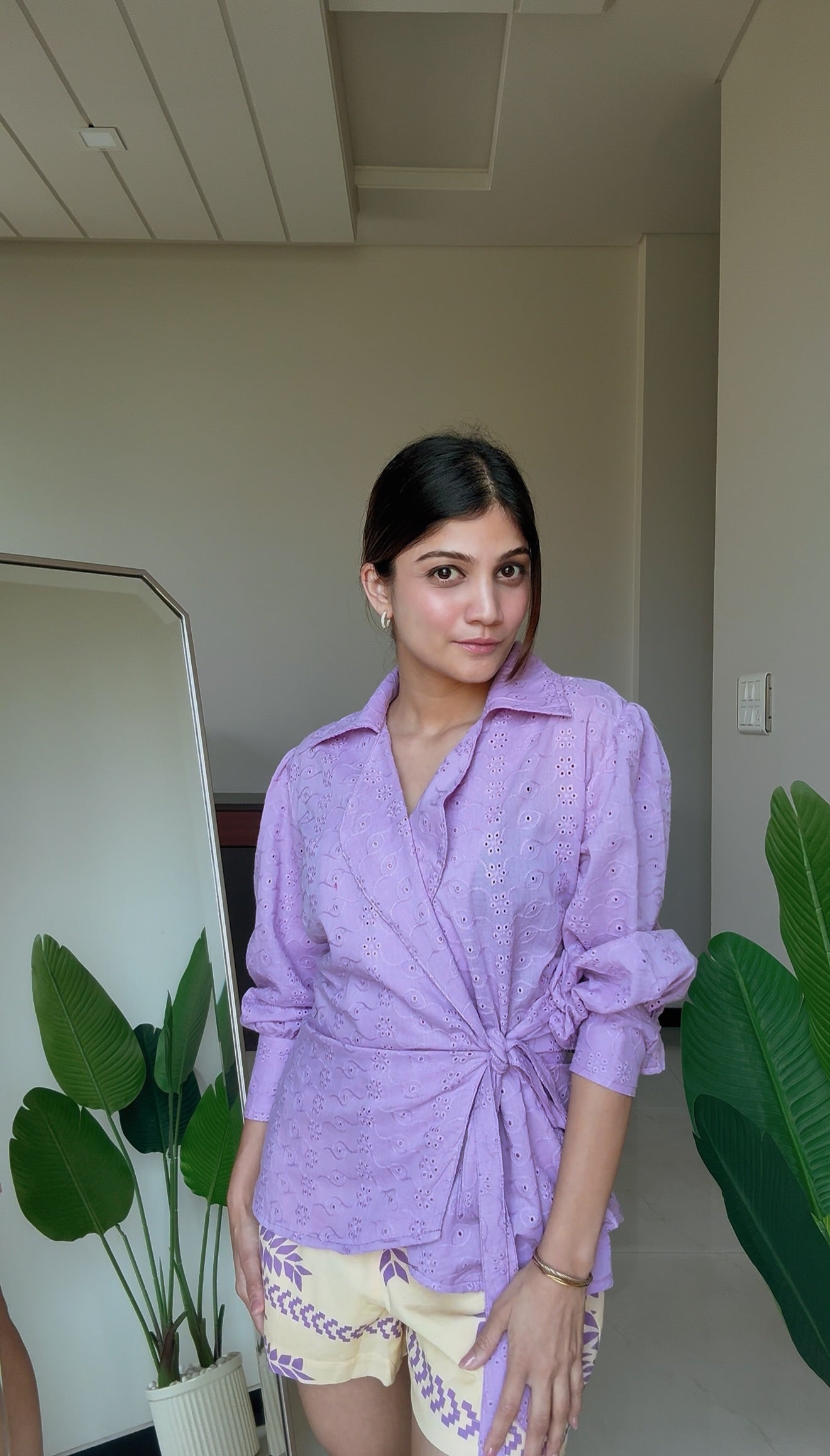 Lilac Bloom Wrap Shirt