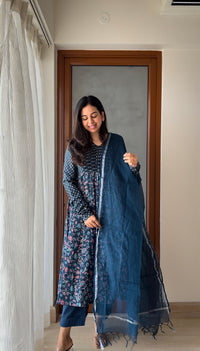 Midnight Blossom Anarkali Set